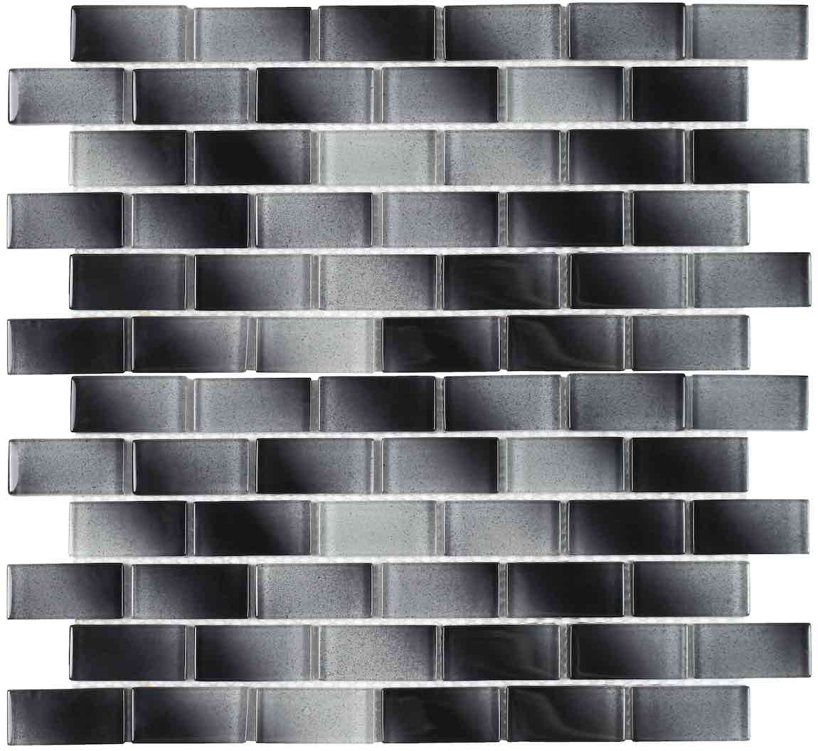 Mist Glass Pool Mosaic Tile Black 1x2