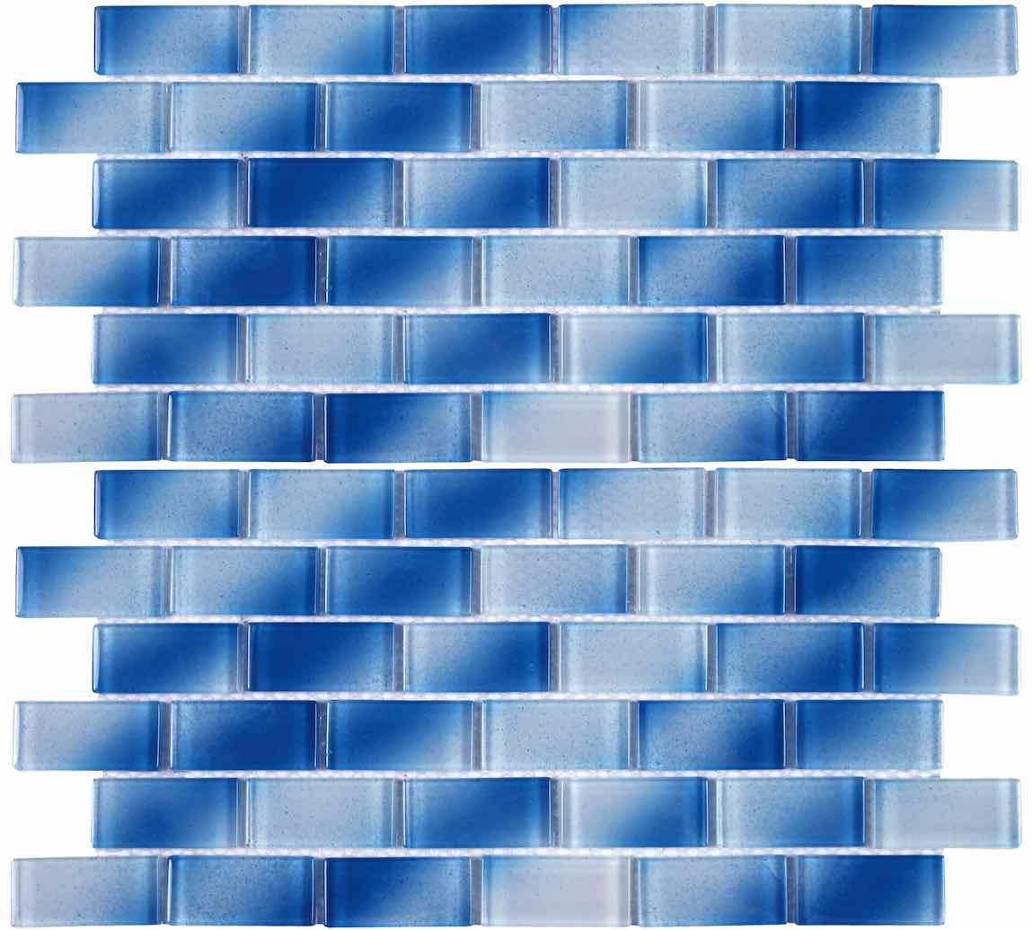 Mist Glass Pool Mosaic Tile Blue 1x2