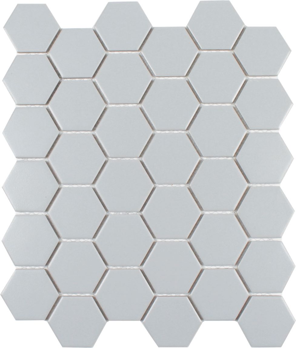 Essentials Porcelain Hex Tile Light Grey Textured