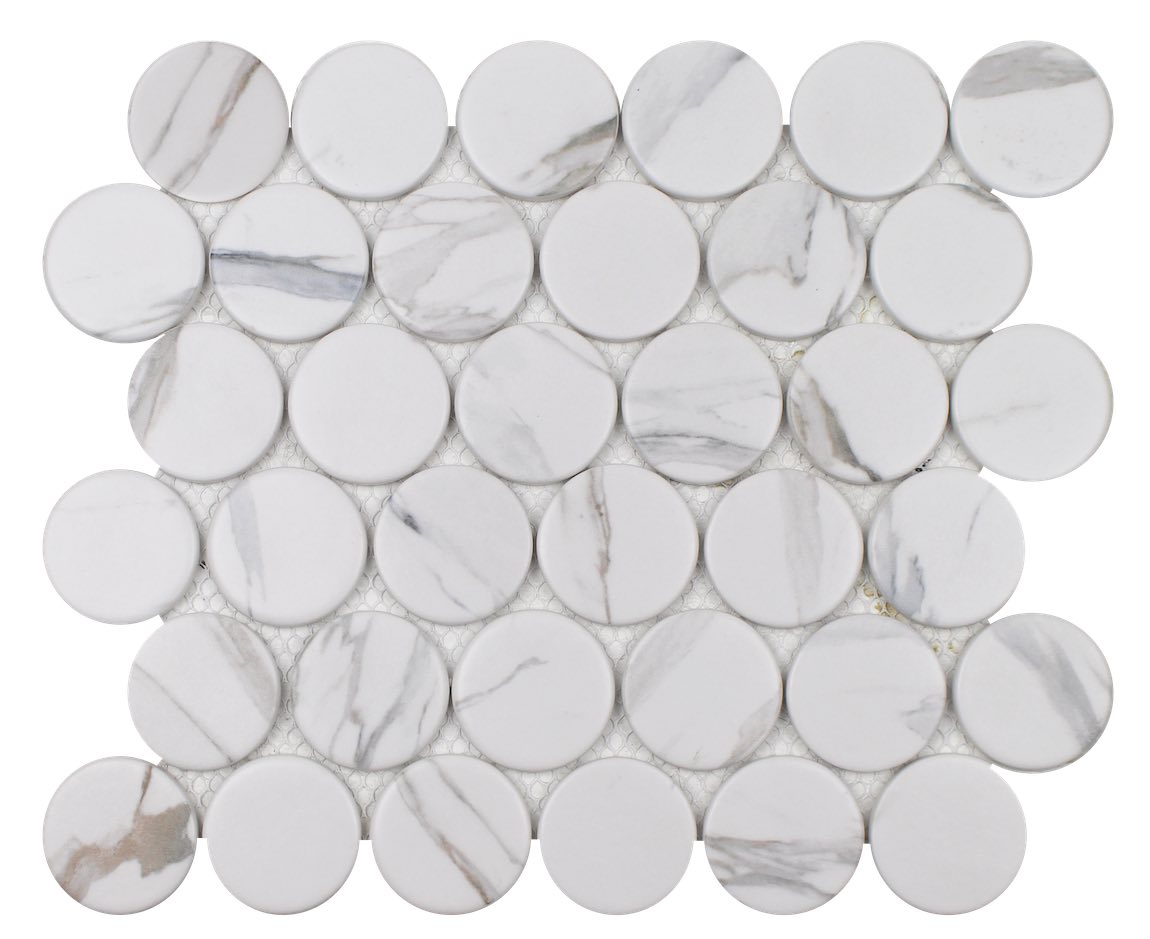 Recycled Glass Tile Calacatta Rounded