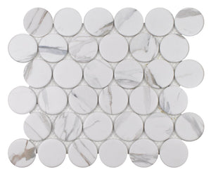 Recycled Glass Tile Calacatta Rounded for kitchen backsplash, bathrooms, shower, floors, and walls