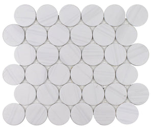 Recycled Glass Tile White Rounded 2-inch for kitchen backsplash, bathroom, shower, floors, and walls