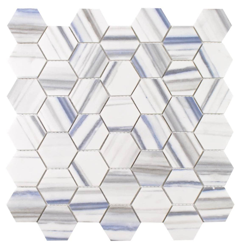 Recycled Glass Tile Blue Zebra Hexagon for floor and walls