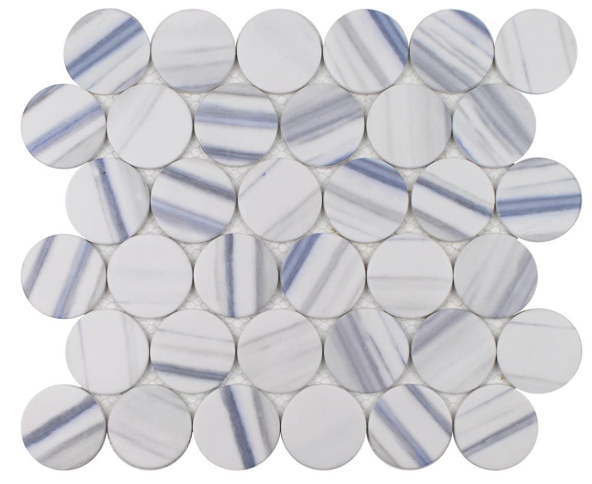 Recycled Glass Tile Blue Zebra Hexagon 2-inch