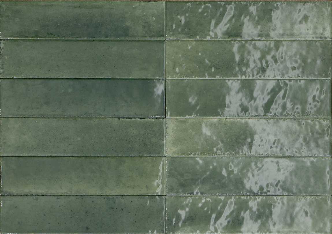 Magnolia Distressed Subway Tile Green 2.5x9.5