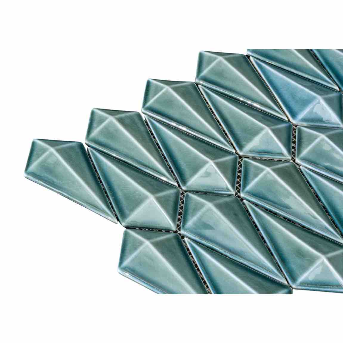 Diamond Recycled Glass Mosaic Tile Blue