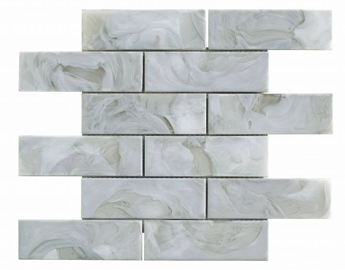 Liquified Glass Tile Grey 2x6 for kitchen backsplash, bathroom, and shower walls