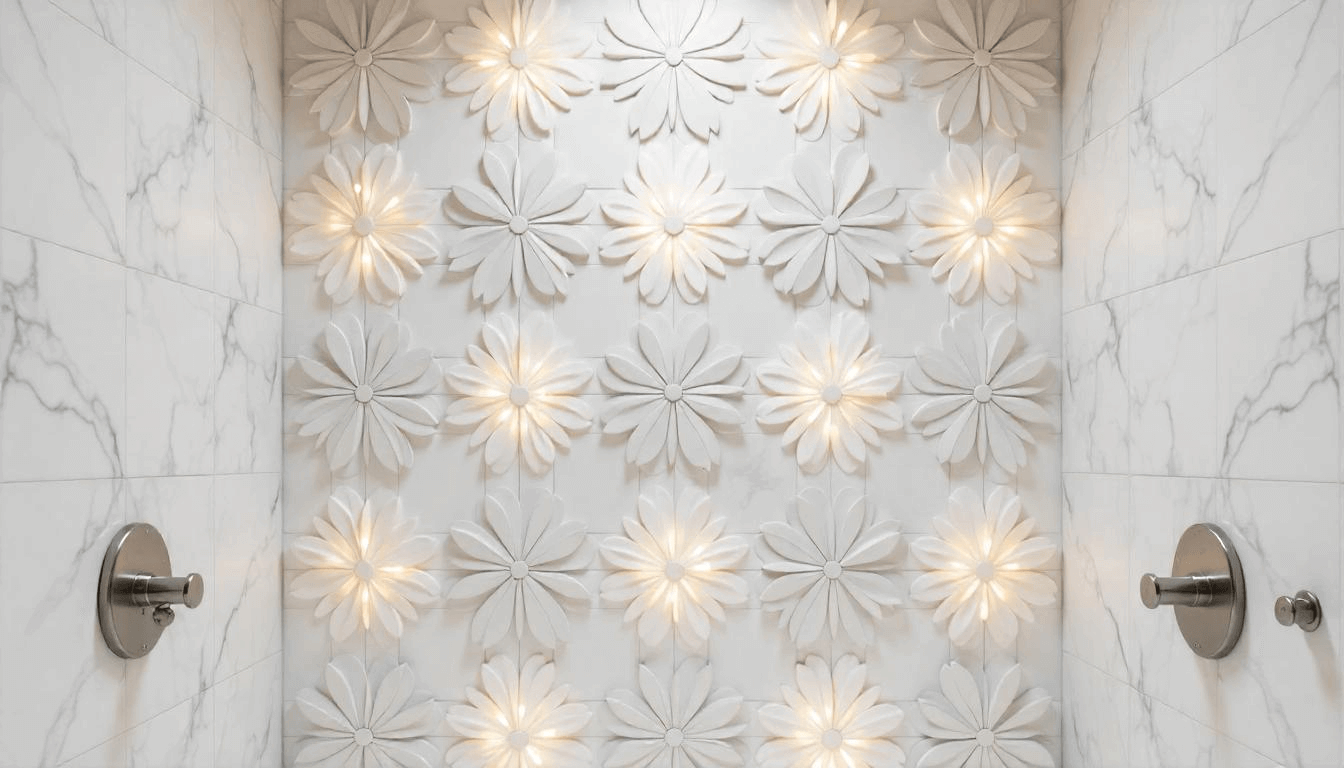 Calacatta Stone Mosaic Tile Flower Daisy