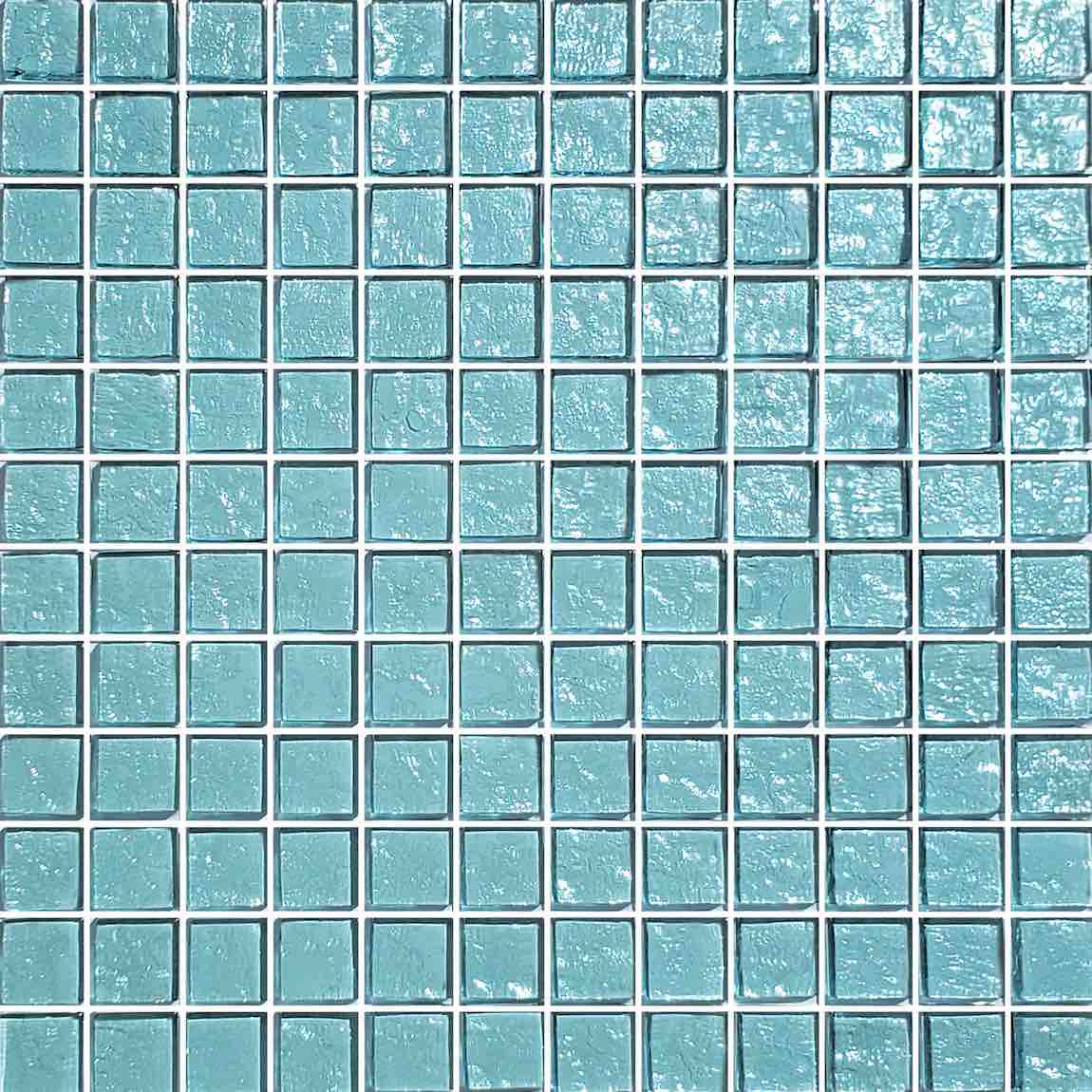 Iridescent Clear Glass Pool Tile Aqua 1x1