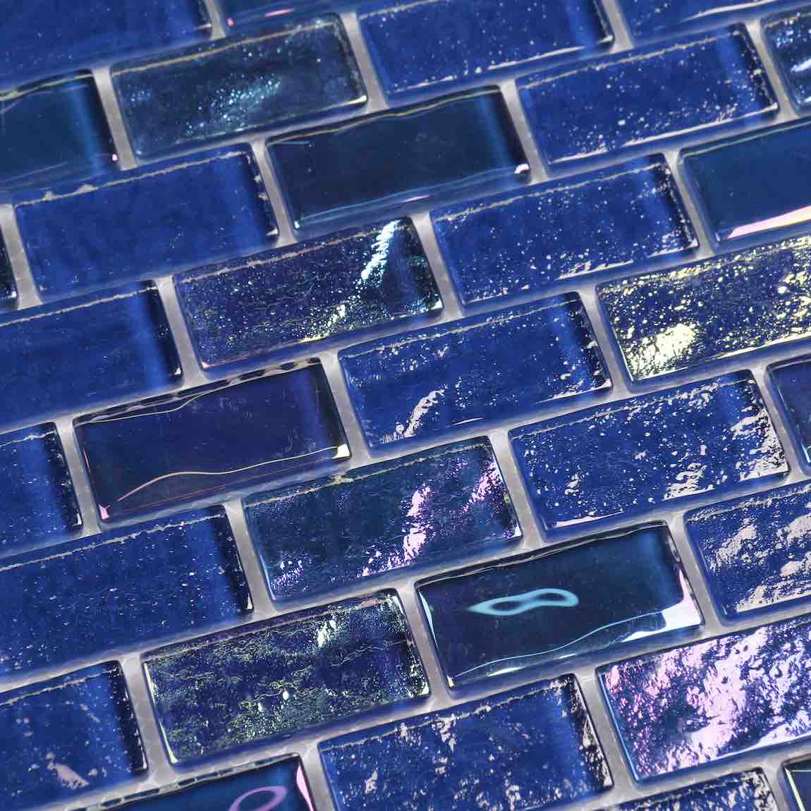 Glass Tile Iridescent Sky Dark Blue 1x2