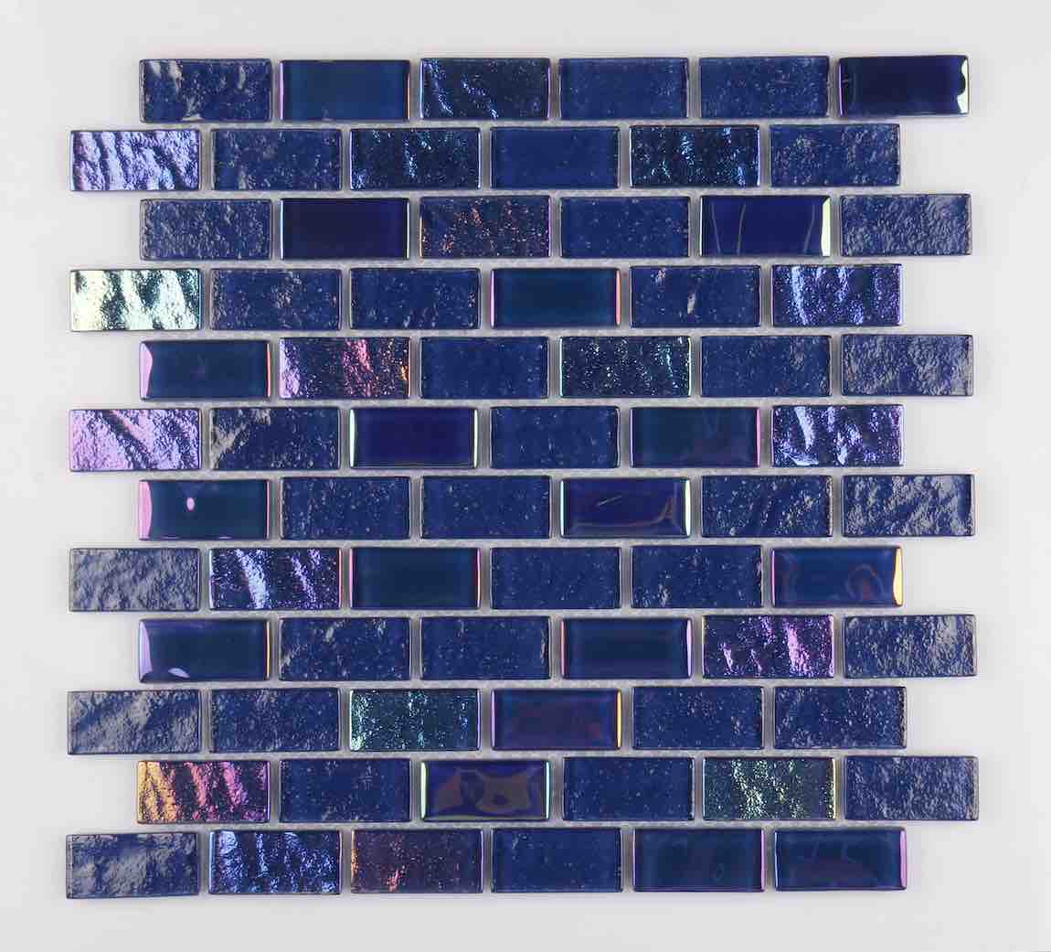 Glass Tile Iridescent Sky Dark Blue 1x2