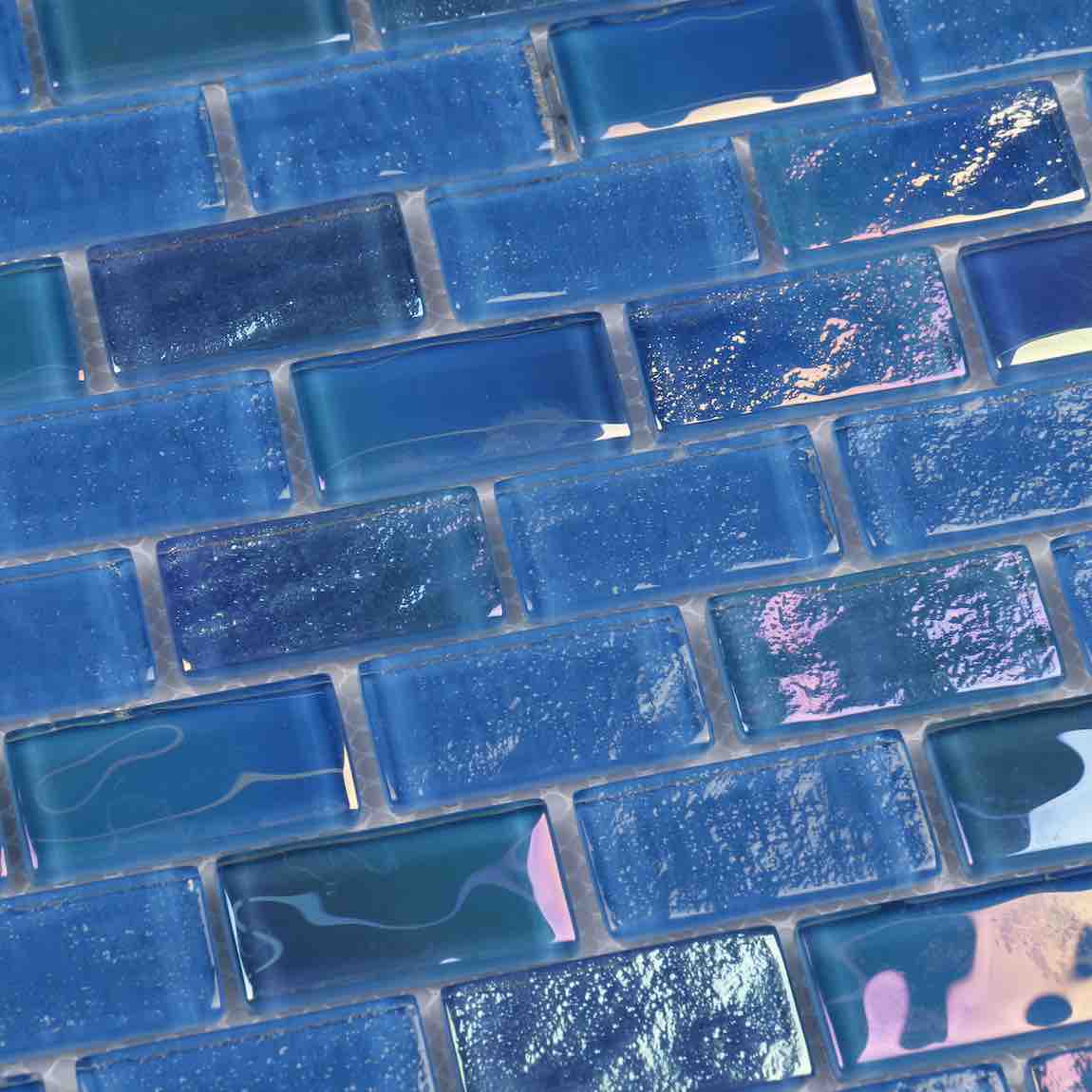 Glass Tile Iridescent Sky Turquoise 1x2