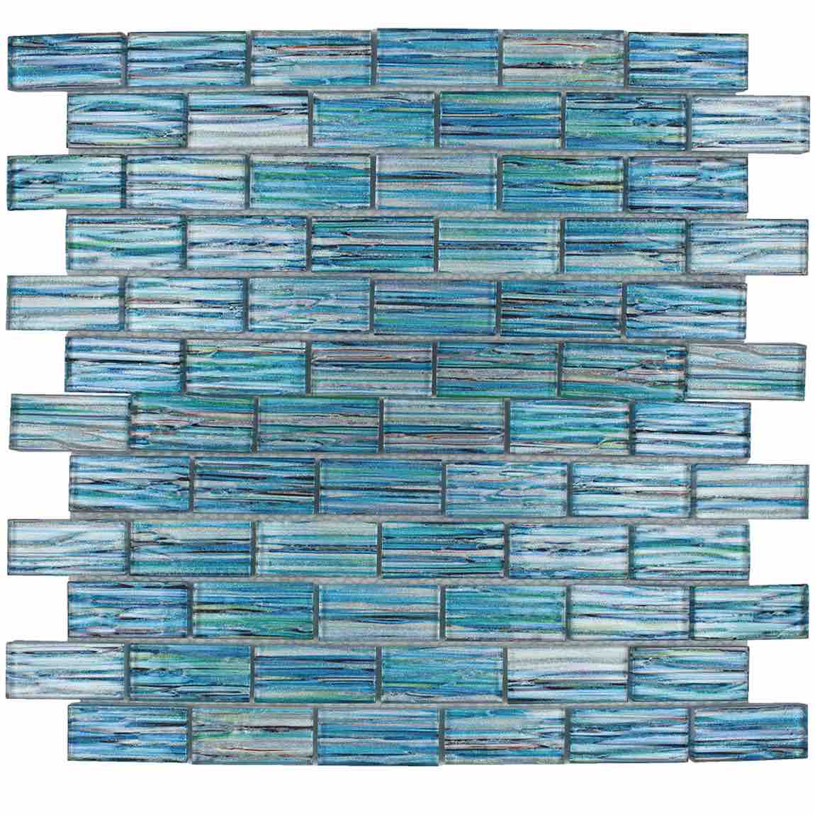 Glass Pool Mosaic Tile Waves Acqua 1x2