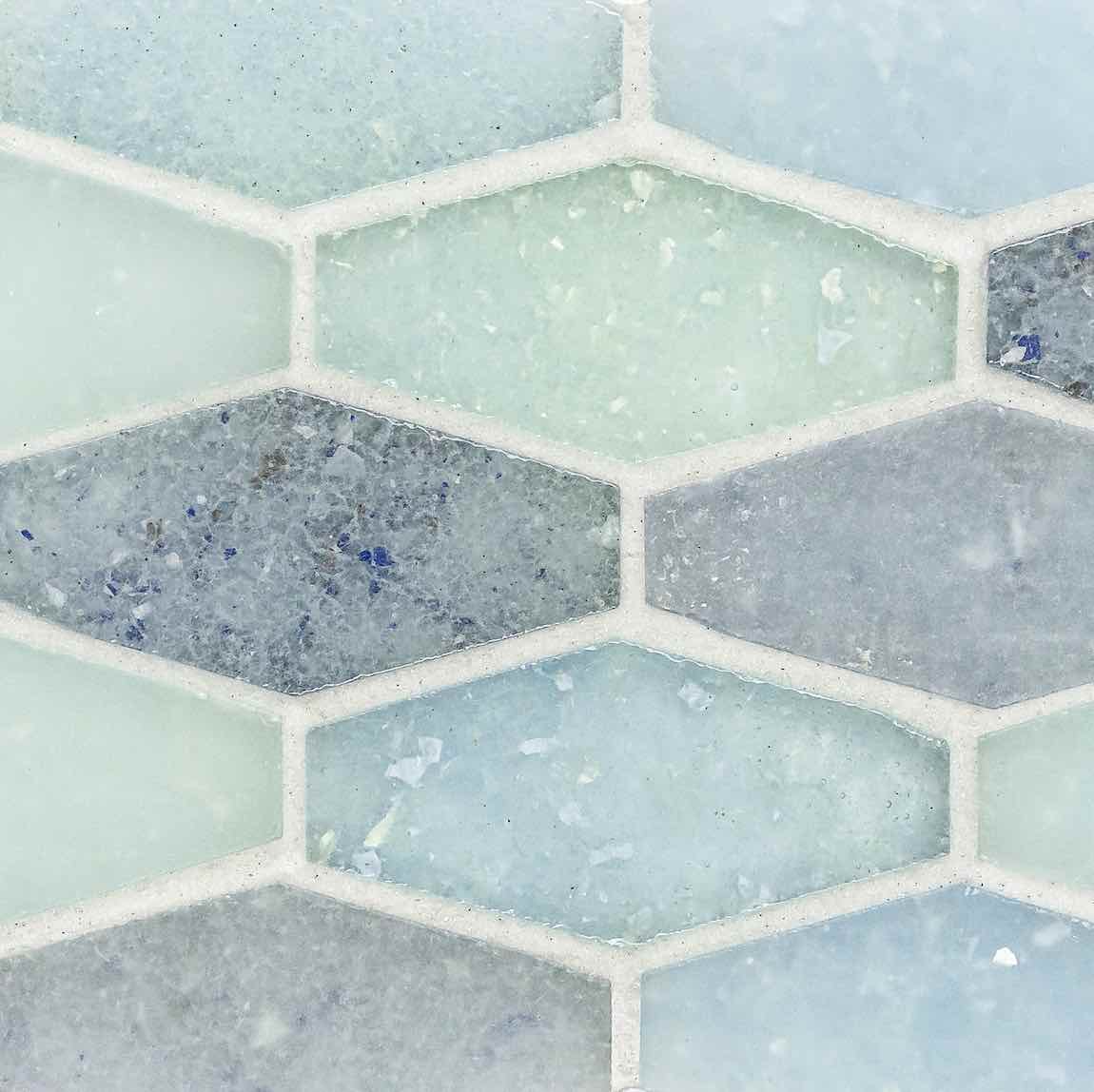 Fluid Elongated Hex Glass Tile B Blend Small