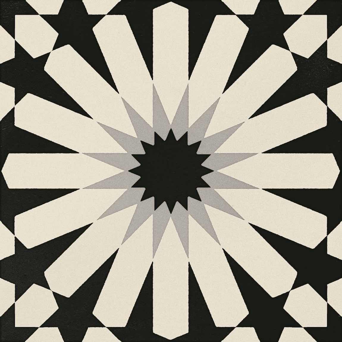 Ethnic Porcelain Tile 8x8 Black & White A