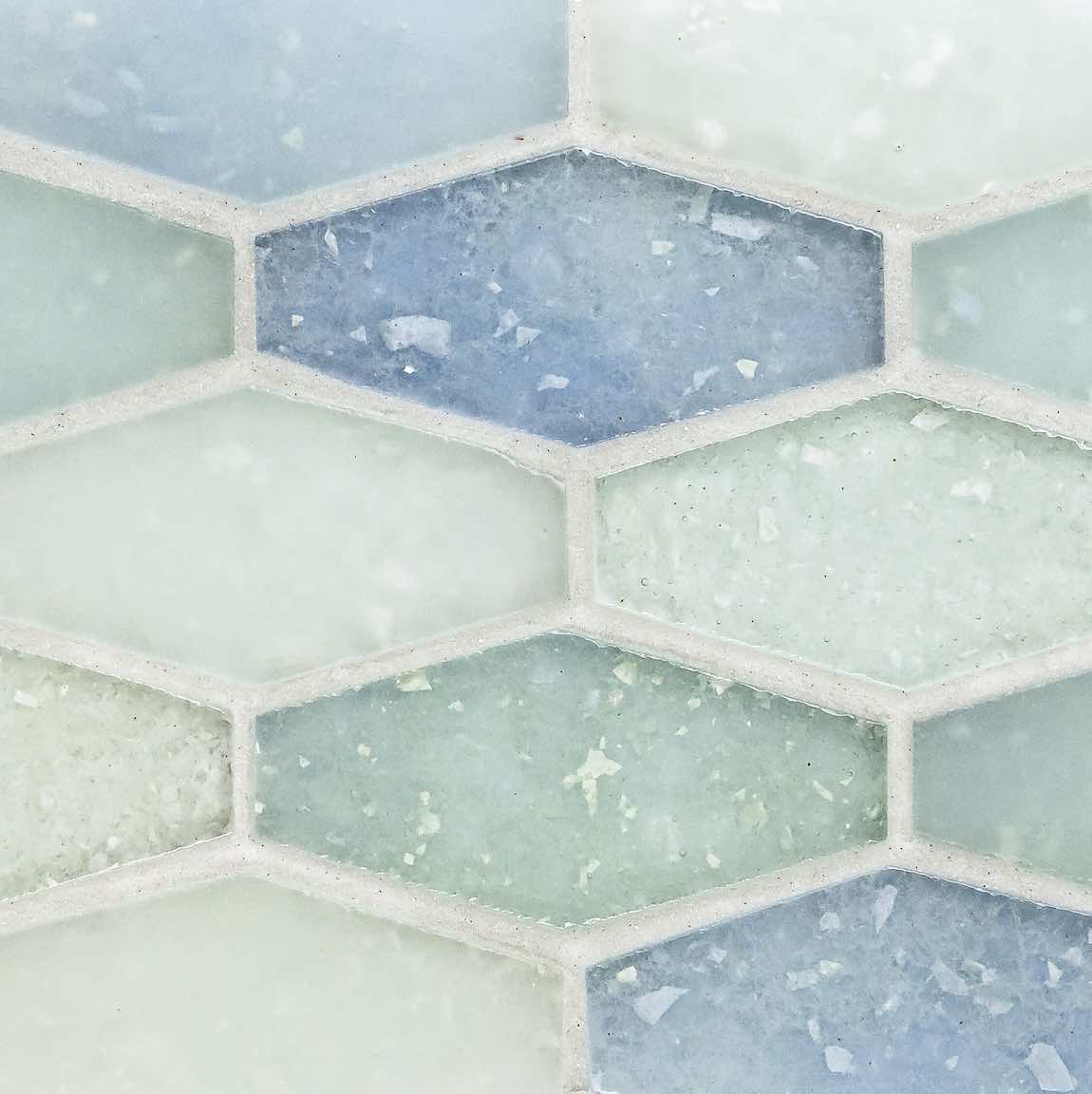 Fluid Elongated Hex Glass Tile C Blend Small