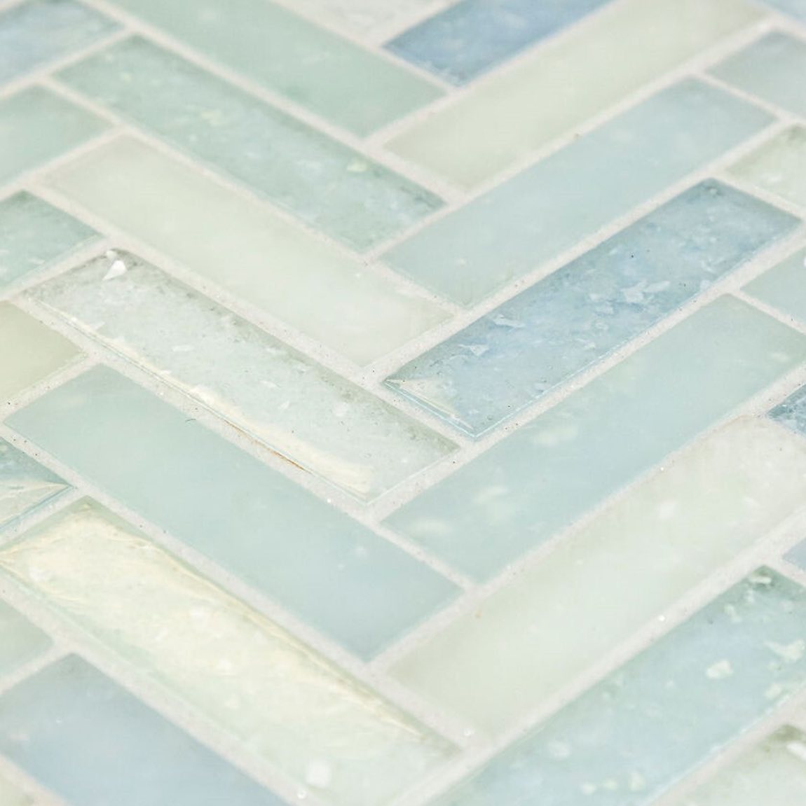 Fluid Herringbone Glass Tile C Blend