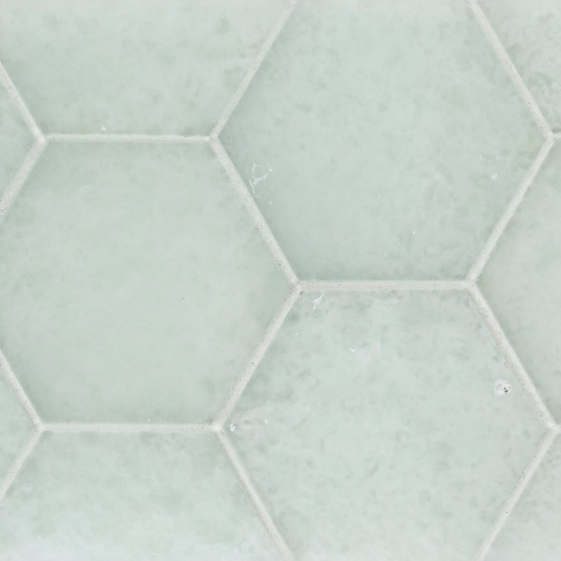 Fluid Hexagon Glass Tile Frosted Ice 3x5