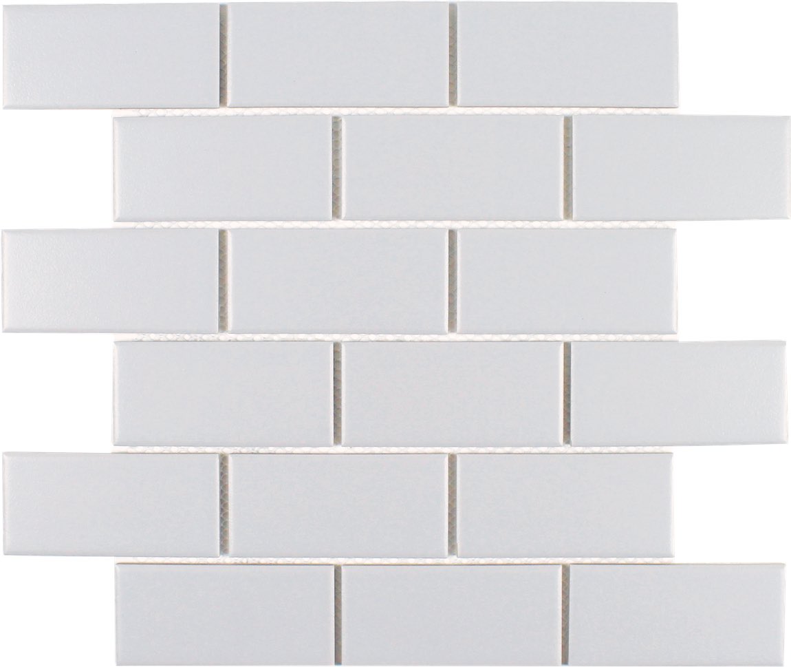 Essentials Porcelain Subway Tile Light Grey 2''x4'' in a matte finish for kitchen backsplashes, bathrooms, showers, fireplace, foyers, floors, and accent/featured walls. 