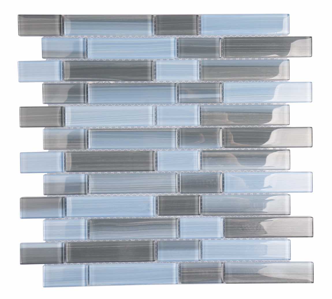 Glass Mosaic Tile Vista Blue Gray Linear