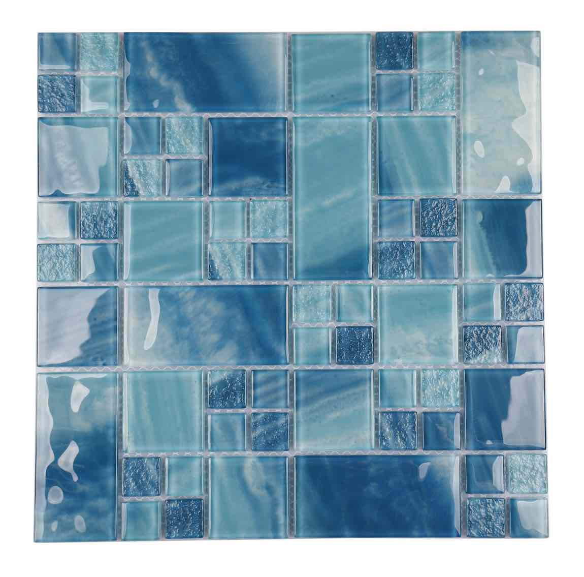 Sea Breeze Glass Tile Sky Blue Pattern