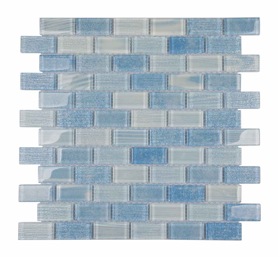 Motion Glass Mosaic Tile Aqua 1x2