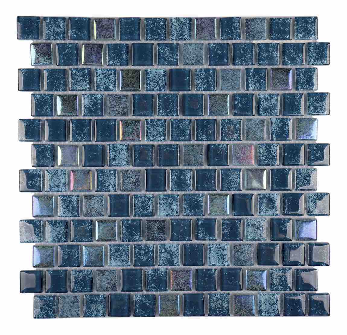 Soul Iridescent Glass Mosaic Tile Staggered Turquoise 1x1 is for swimming pools, shower walls, bathroom walls, backsplashes, Jacuzzis, and spas