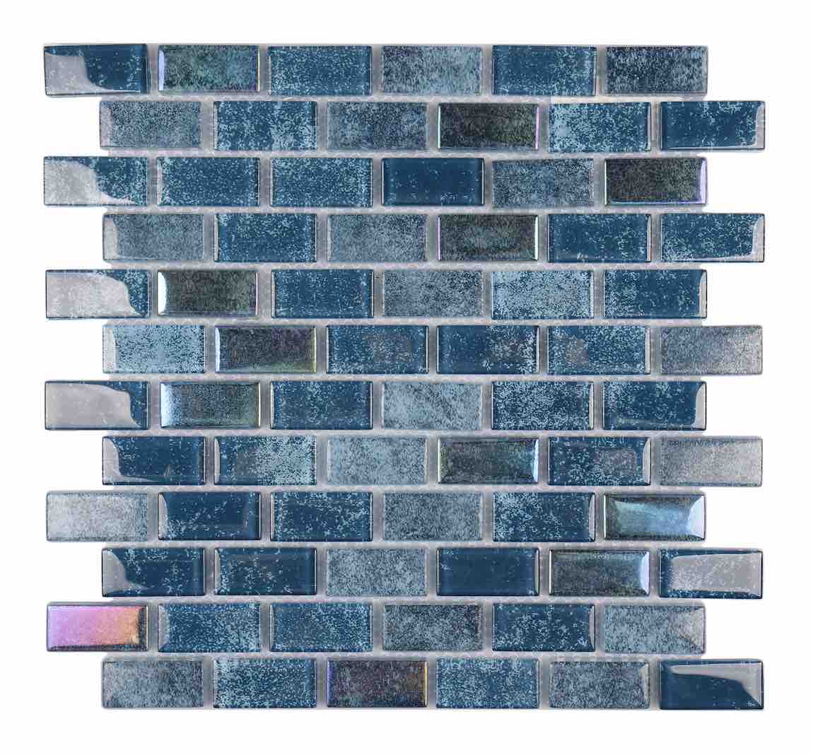 Soul Iridescent Glass Mosaic Subway Tile Turquoise 1x2 is for swimming pools, shower walls, bathroom walls, backsplashes, Jacuzzis, and spas