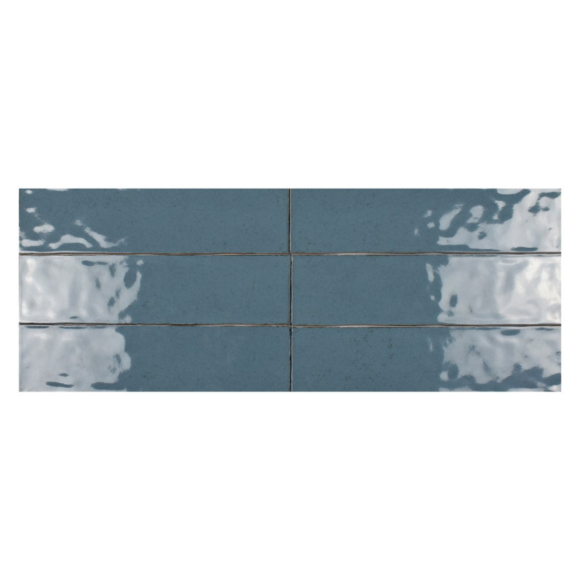 Subway Crackled Blue 3x12 Ceramic Tile Glossy for backsplash, bathroom, shower, fireplace surround, and featured walls