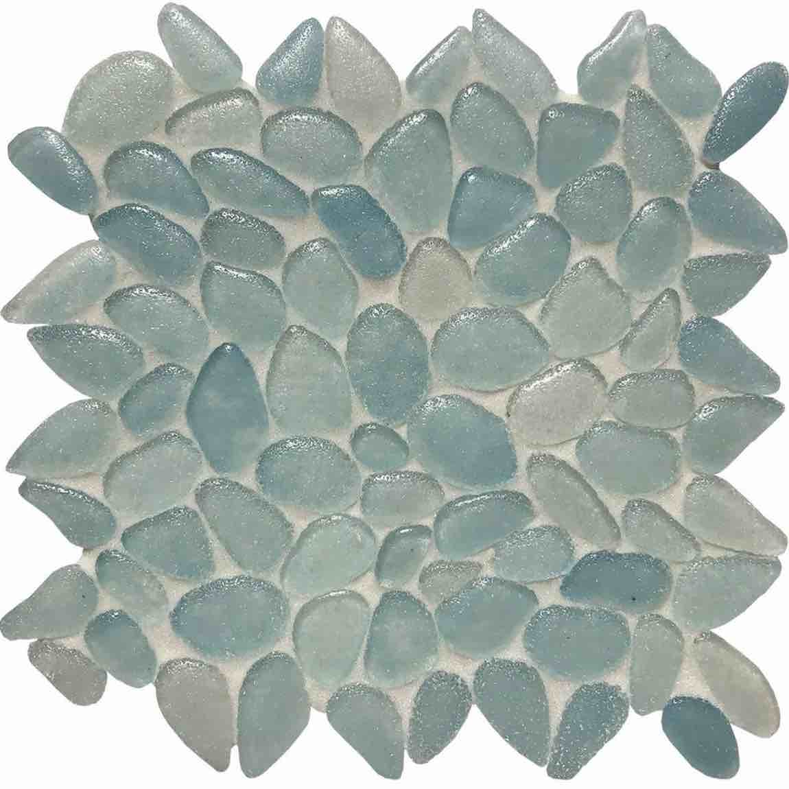 Glass Pebble Mosaic Tile Aqua Blue