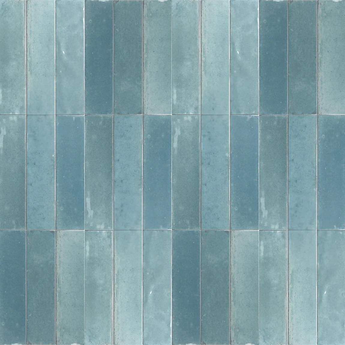 Zellij Distressed Subway Tile Aqua 2.8x11