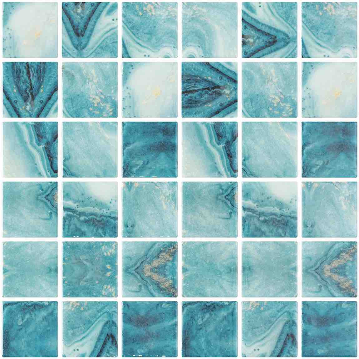 Glass Pool Mosaic Tile Aqua 2x2