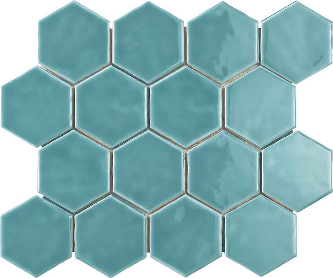 ColorClay Hexagon Tile Aquamarine Glossy 11x13