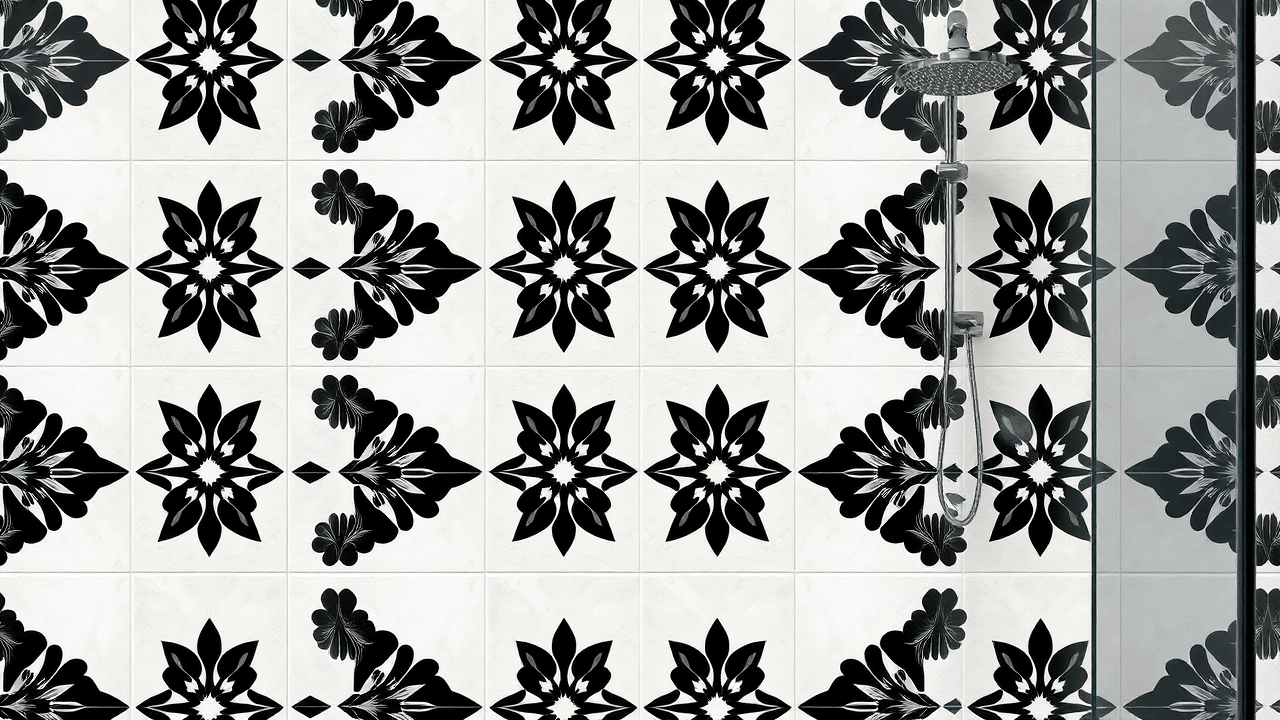 Vintage Patterned Tile Black and White 6 x 6