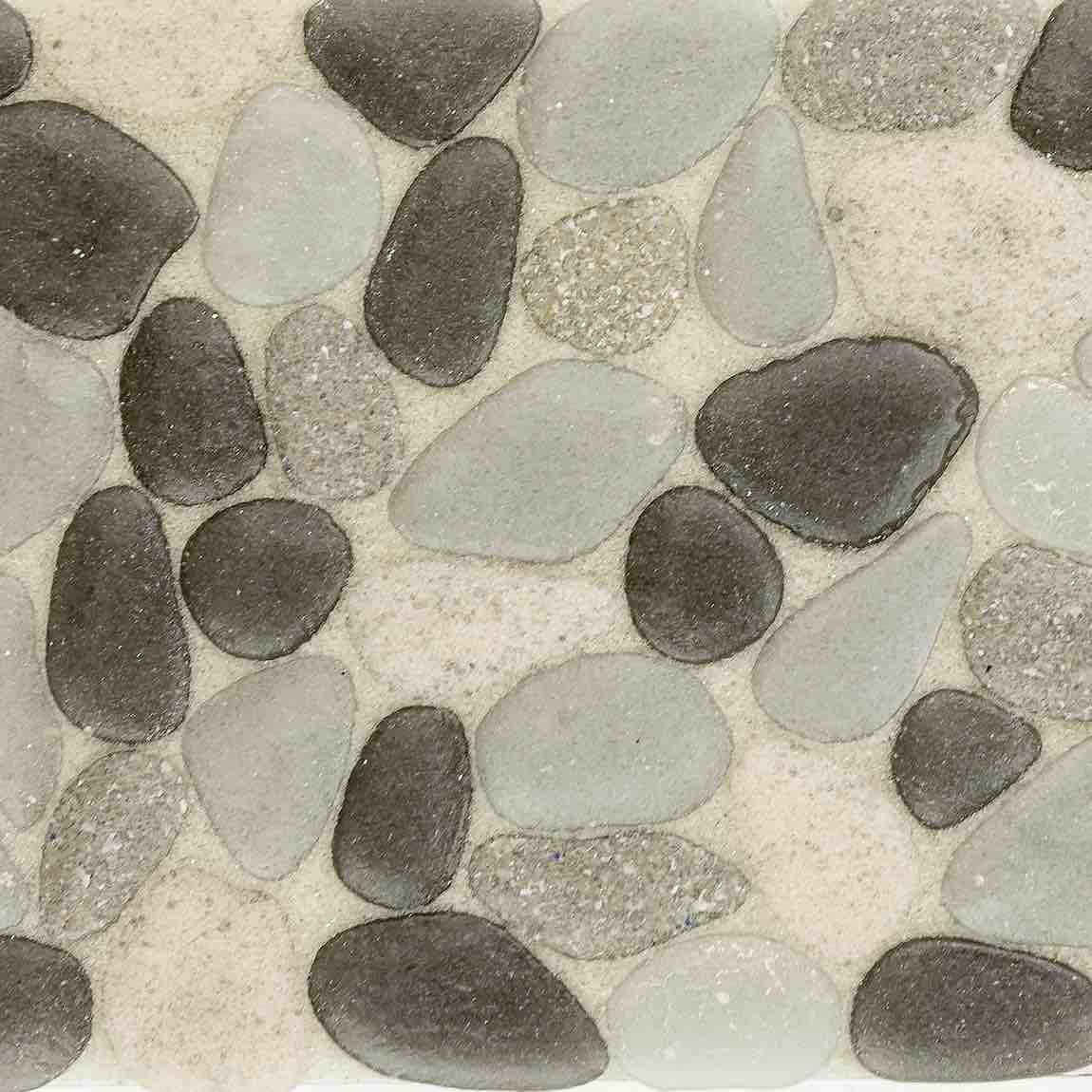 Glass Pebble Mosaic Tile Black Beach