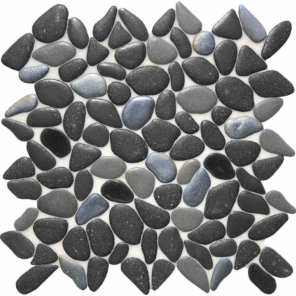 Glass Pebble Mosaic Tile Black