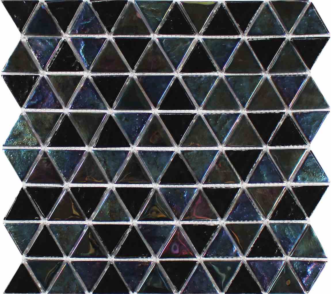 Beach Glass Tile Triangle Iridescent Black