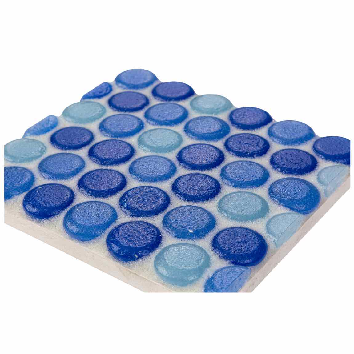 Fluid Blue Penny Recycled Glass Tile