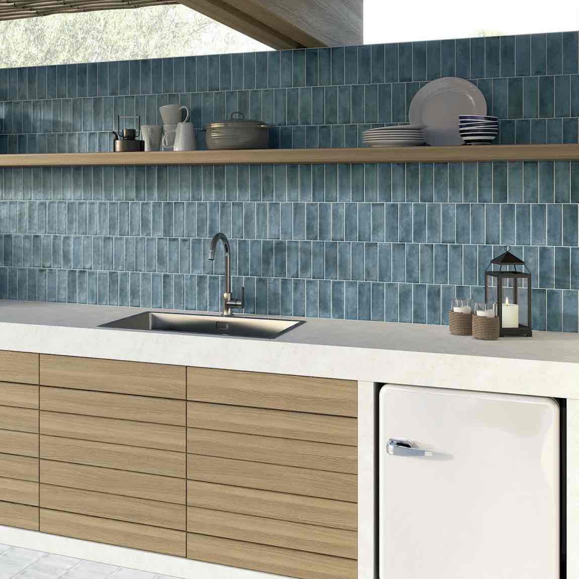 Organic Style Subway Tile Blue 2x6