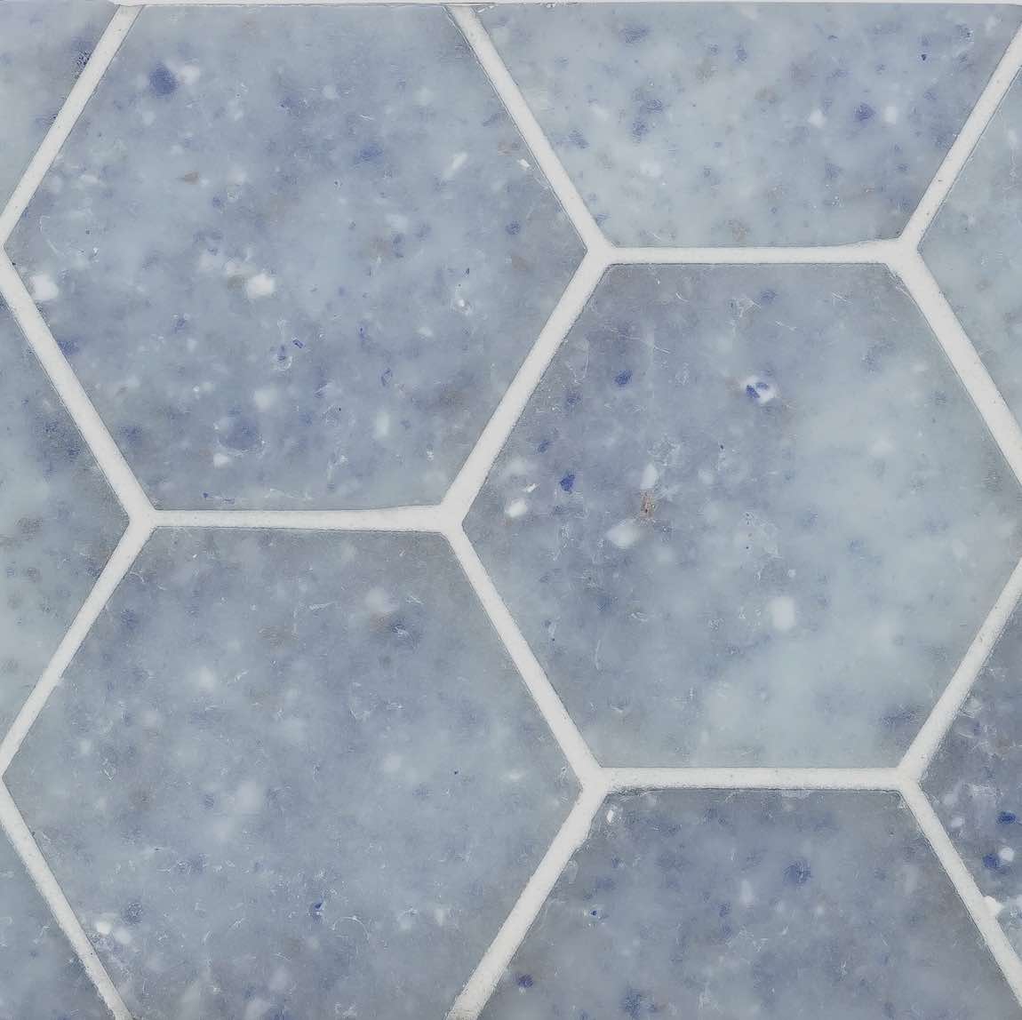 Fluid Hexagon Glass Tile Frosted Blue Large