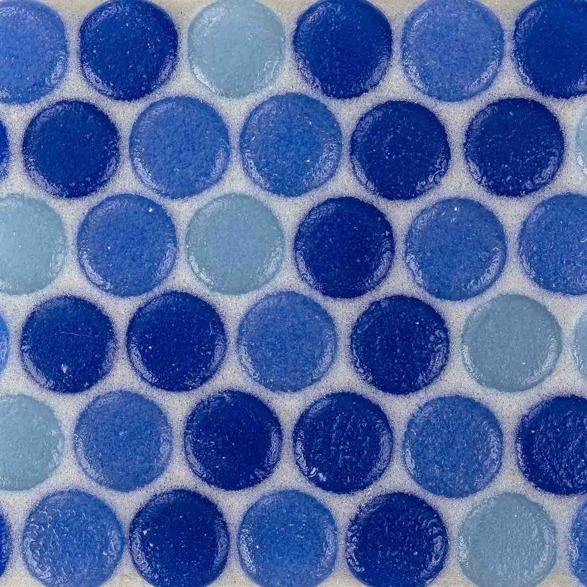 Fluid Blue Penny Recycled Glass Tile