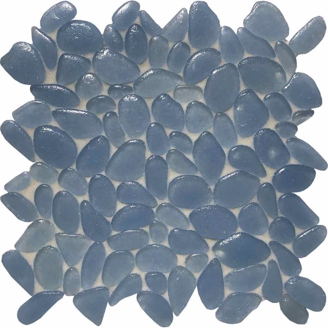 Glass Pebble Mosaic Tile Blue