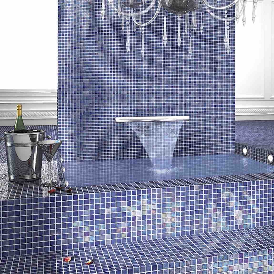 Iridescent Recycled Glass Tile Dark Blue