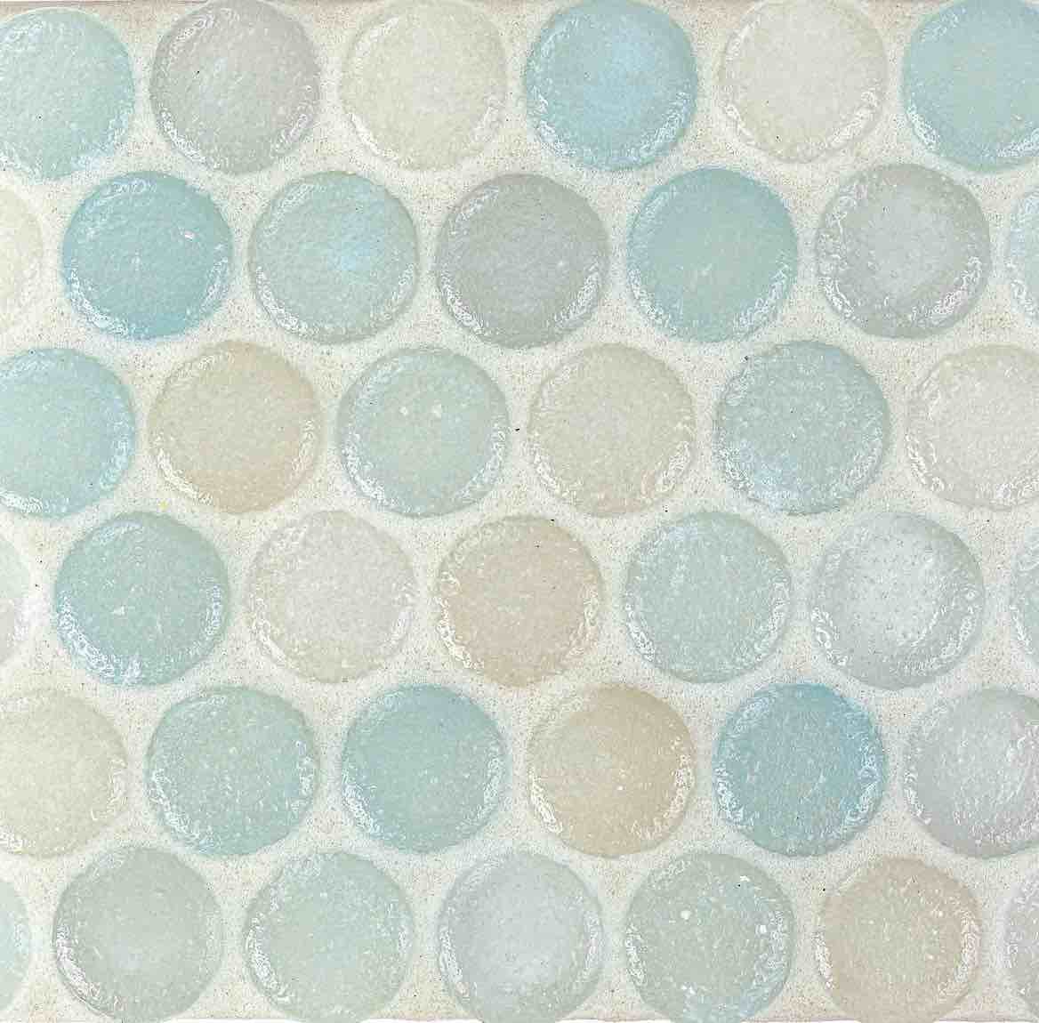 Fluid Pristine Penny Recycled Glass Tile