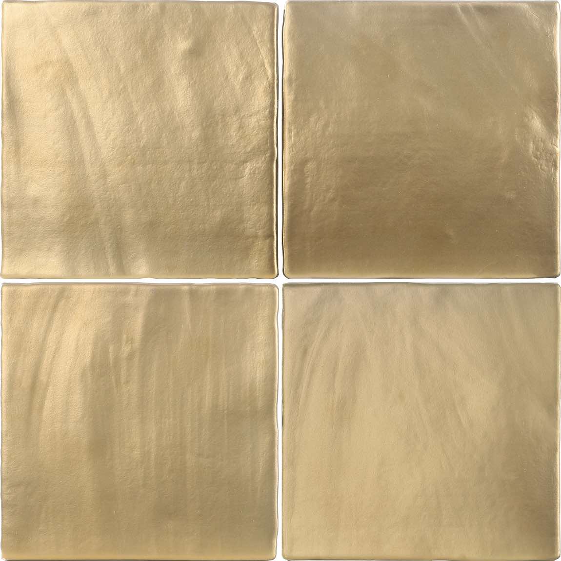 Nostalgia Ceramic Tile Gold Matte 6x6 for backsplash, bathroom, and shower walls