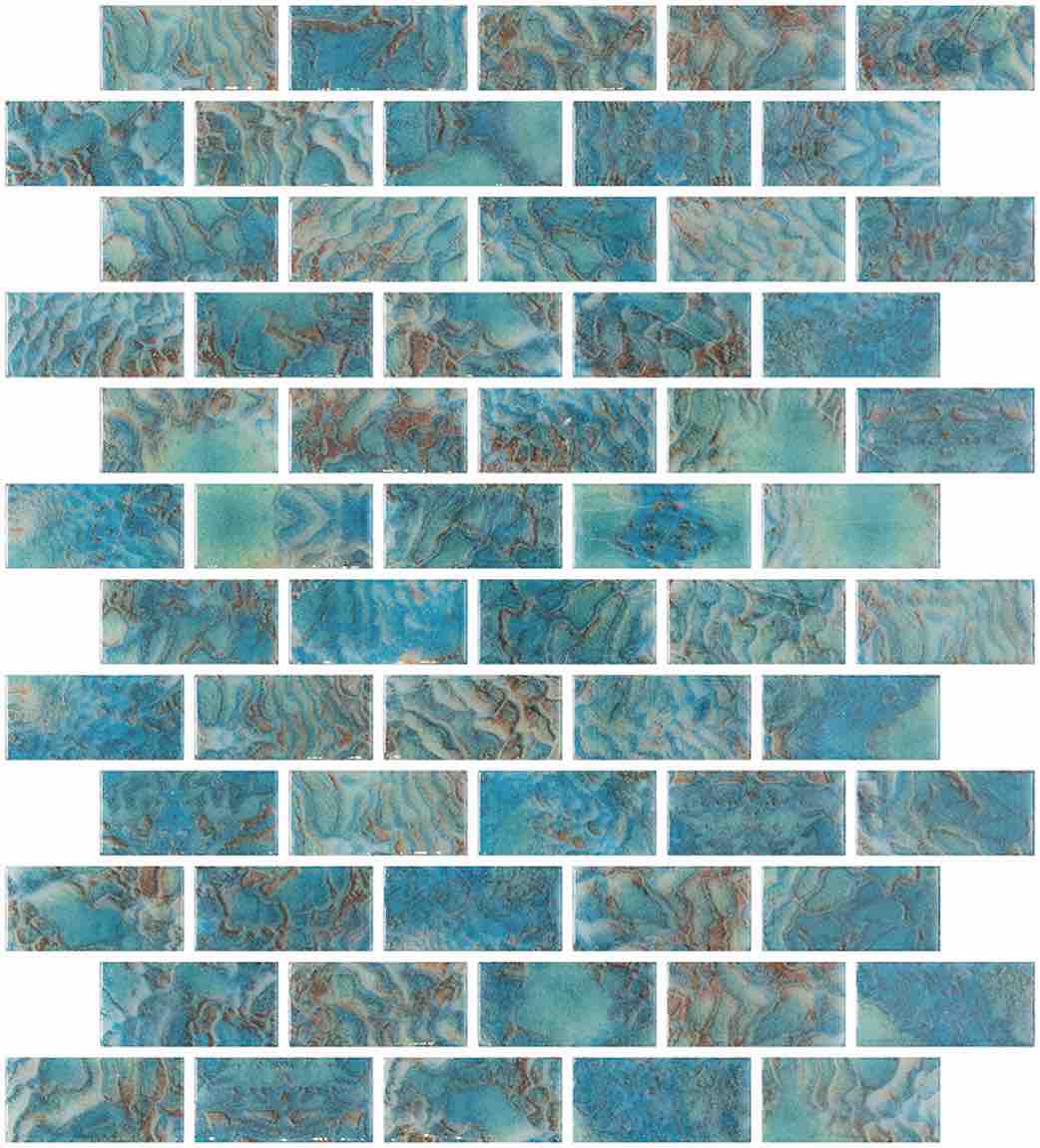 Glass Pool Mosaic Tile Coral Reef Green 1x2