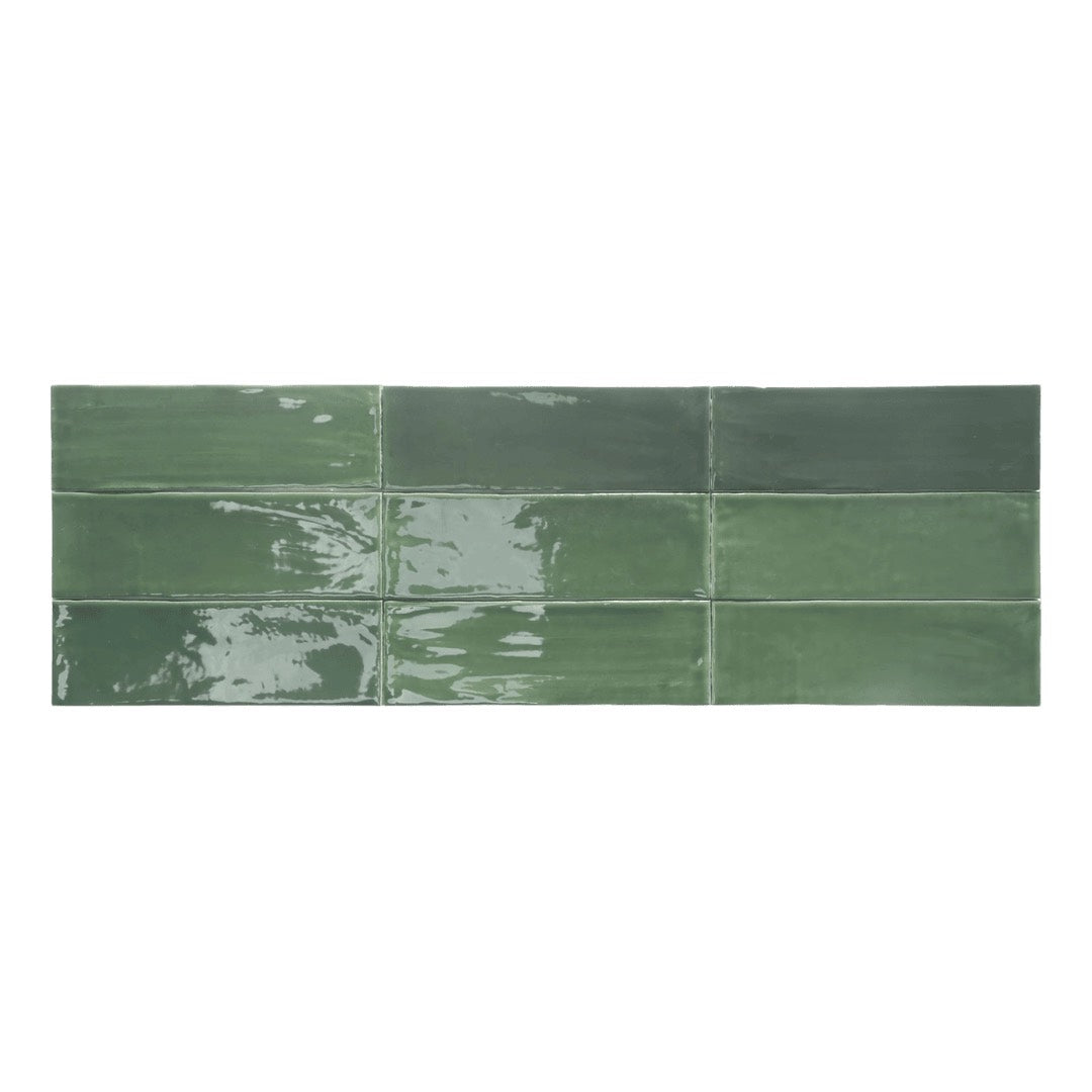 Nostalgia Subway Tile Green Glossy 3x9