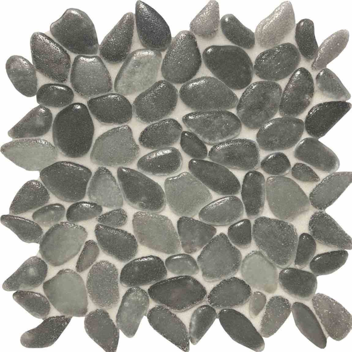 Glass Pebble Mosaic Tile Grey