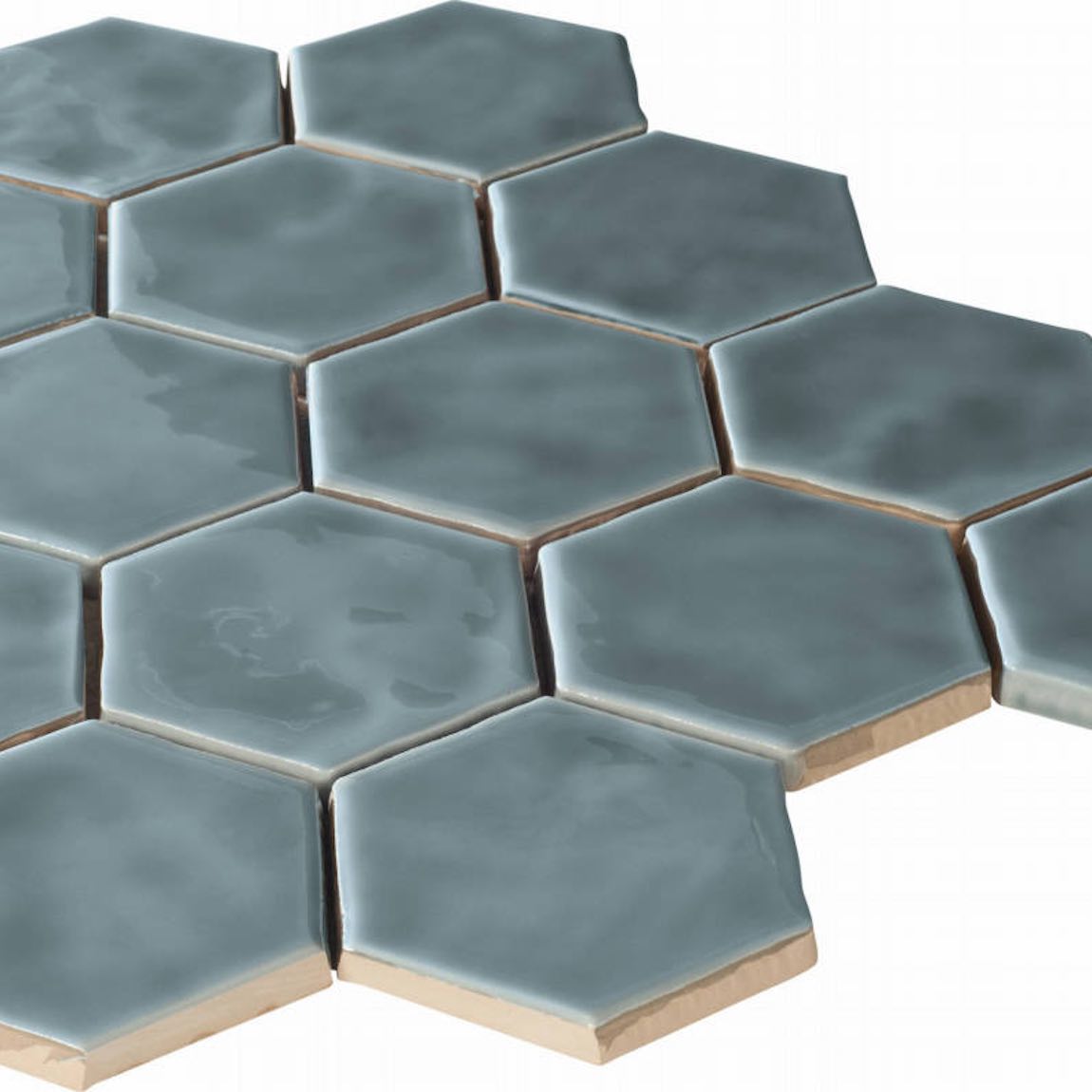 ColorClay Hexagon Handmade Mosaic Tile Haze Glossy 11x13 for floor and walls