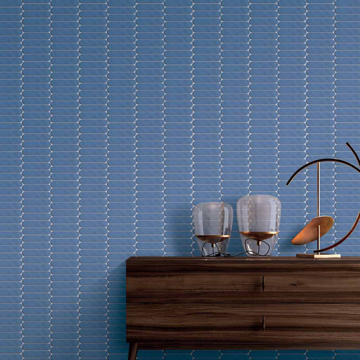 Vintage Ceramic Mosaic Tile Jean 12x12 featured on a accent walls